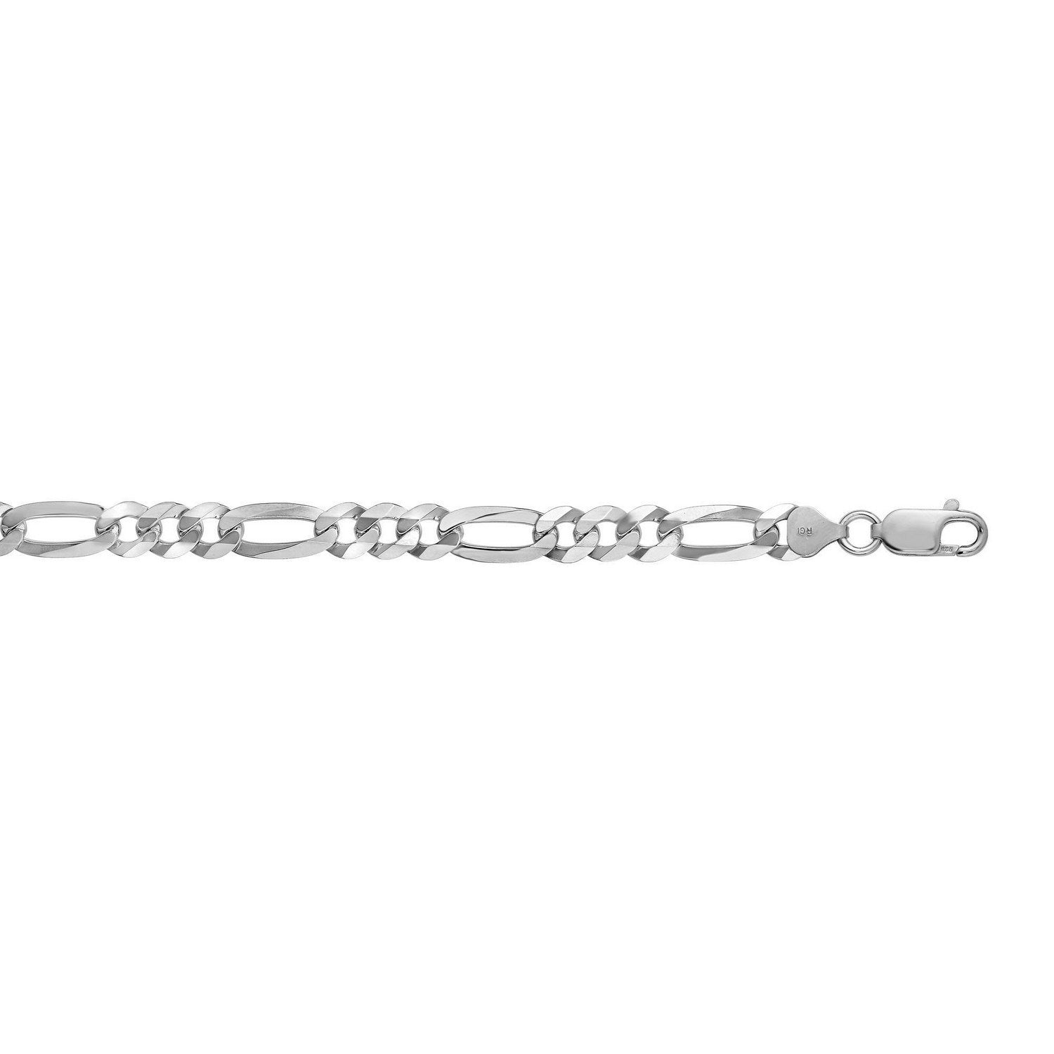 Rhodium Plated Sterling Silver Figaro Style Chain (8.10 mm) - Peelerie