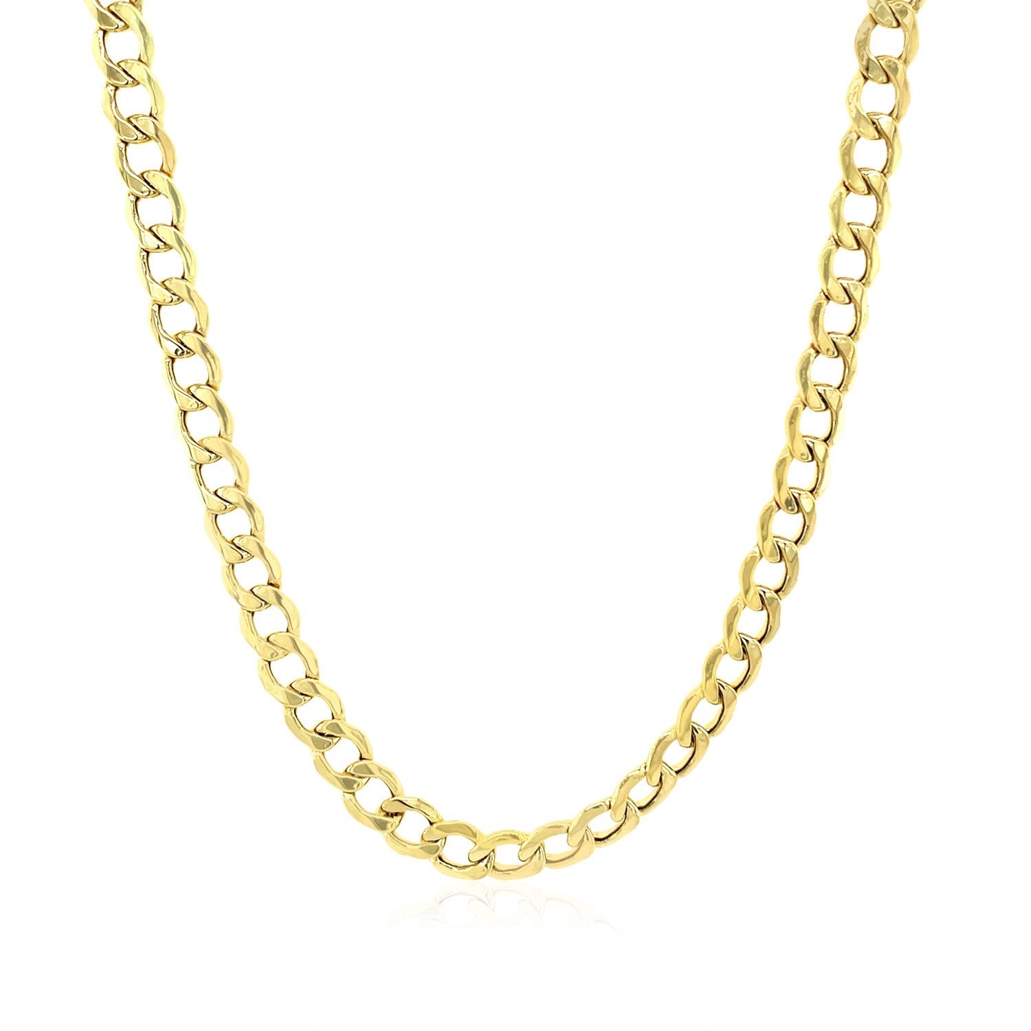 14k Yellow Gold Curb Chain (4.40 mm) in a sleek high-contrast midnight luxury editorial style
