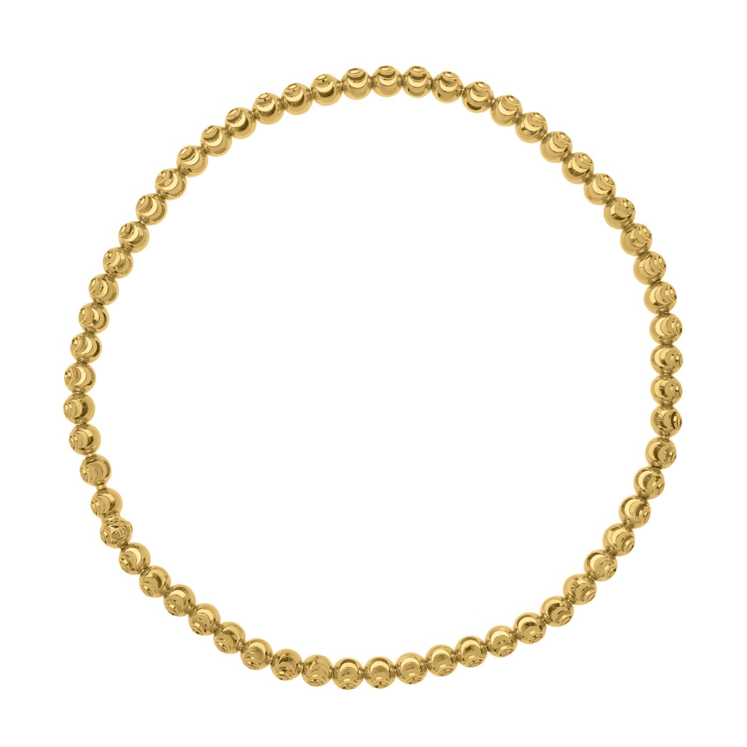 Moon Cut Bead Stretch Bracelet in 14K Yellow Gold (2.90 mm) in a sleek high-contrast midnight luxury editorial style