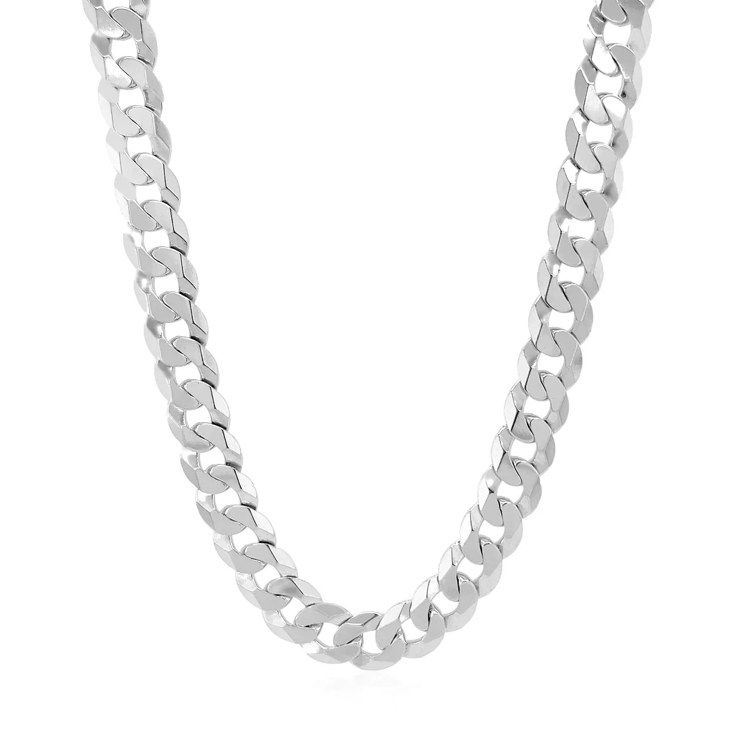Rhodium Plated Sterling Silver Curb Style Chain (7.20 mm) - Peelerie