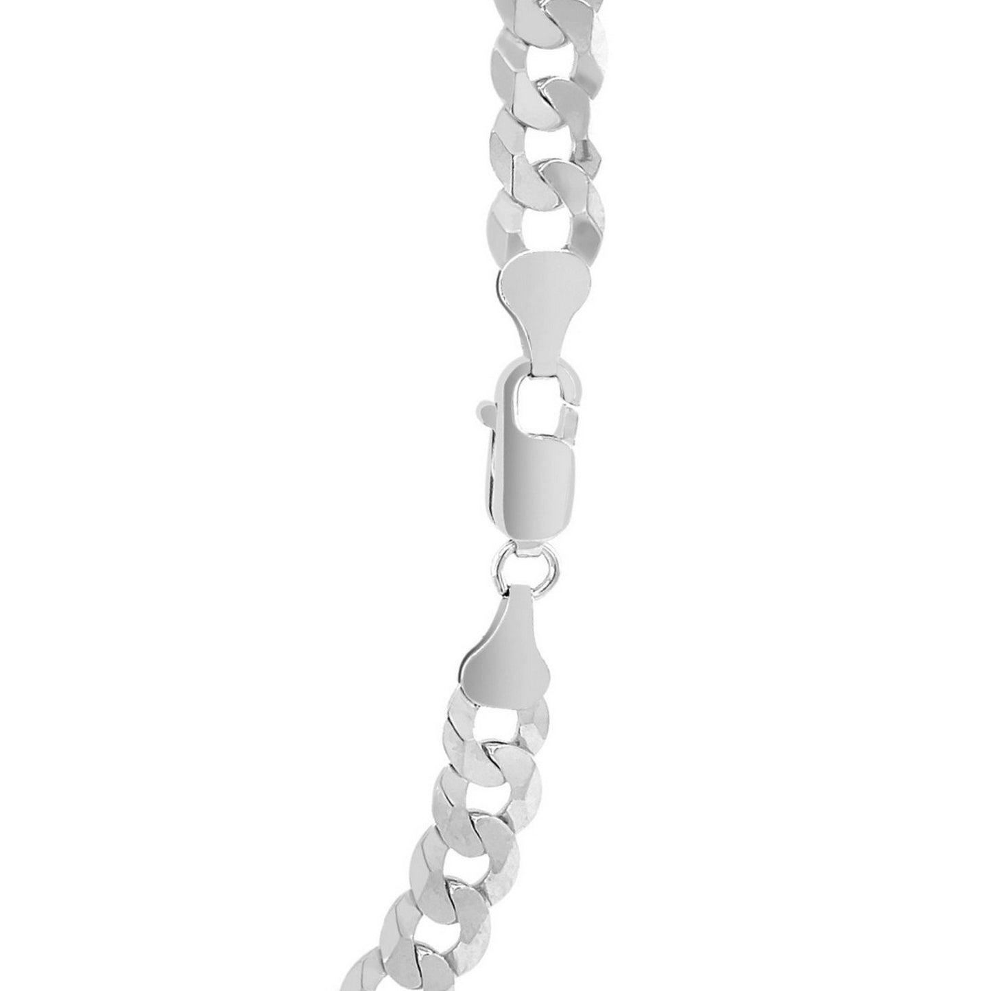 Rhodium Plated Sterling Silver Curb Style Chain (7.20 mm) - Peelerie
