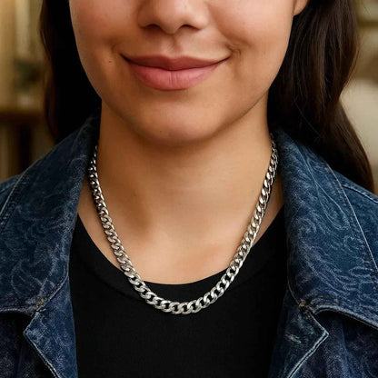 Rhodium Plated Sterling Silver Curb Style Chain (7.20 mm)