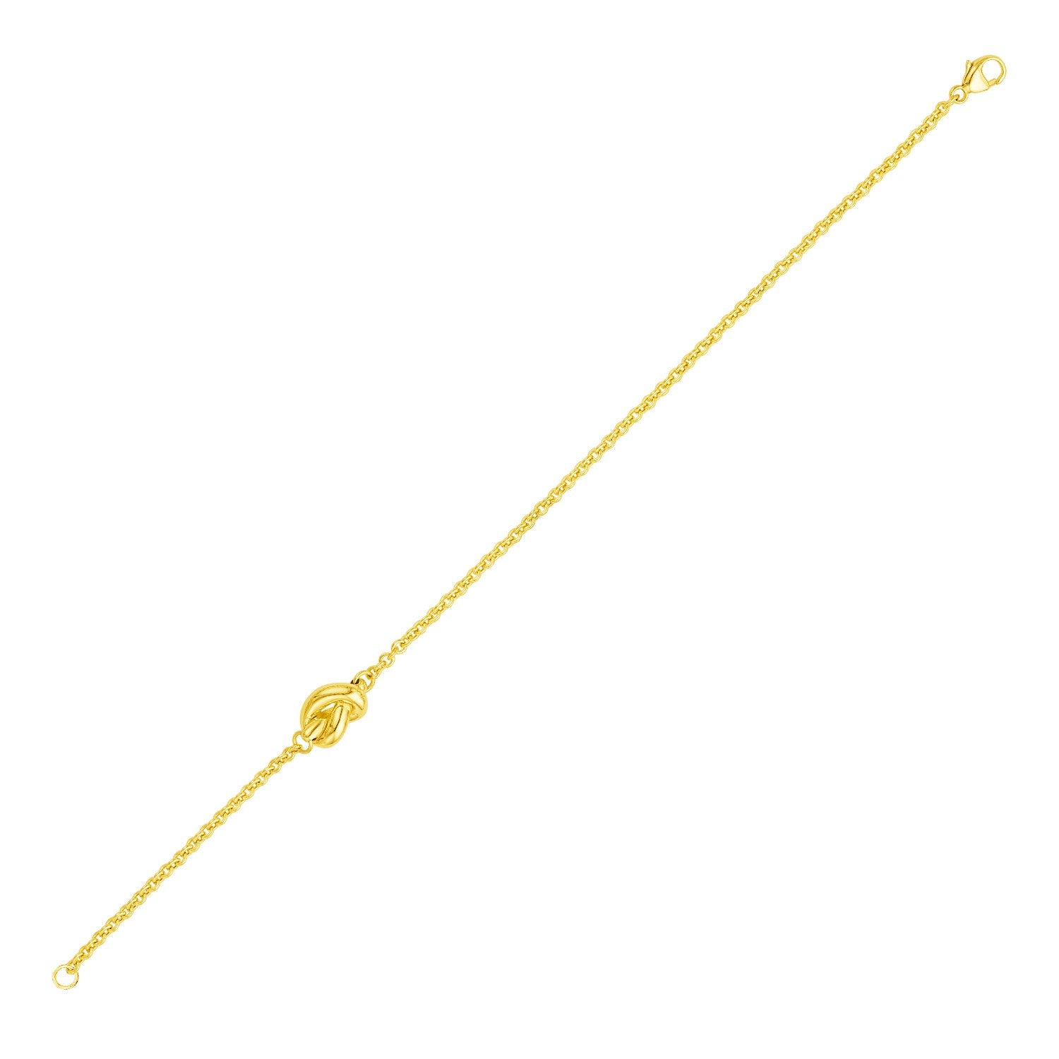 14k Yellow Gold Chain Bracelet with Polished Knot (7.50 mm) in a sleek high-contrast midnight luxury editorial style
