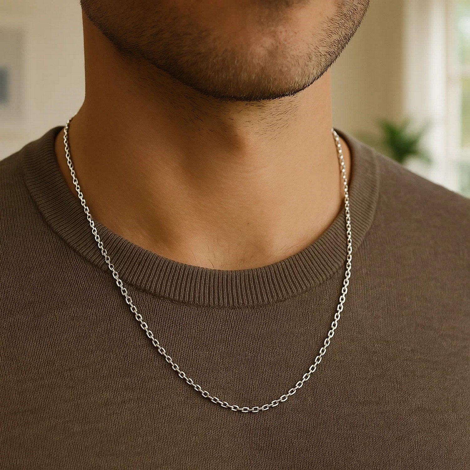 14k White Gold Diamond Cut Cable Link Chain (1.9 mm) - Peelerie