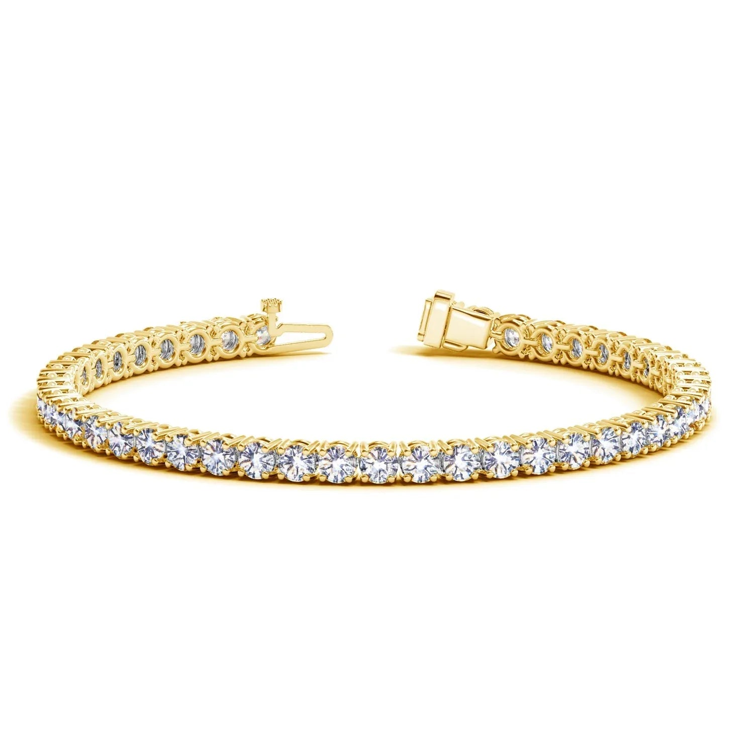Lab Grown Round Diamond Tennis Bracelet in 14k Yellow Gold(10 cctw F/G VS2/SI1) - Peelerie