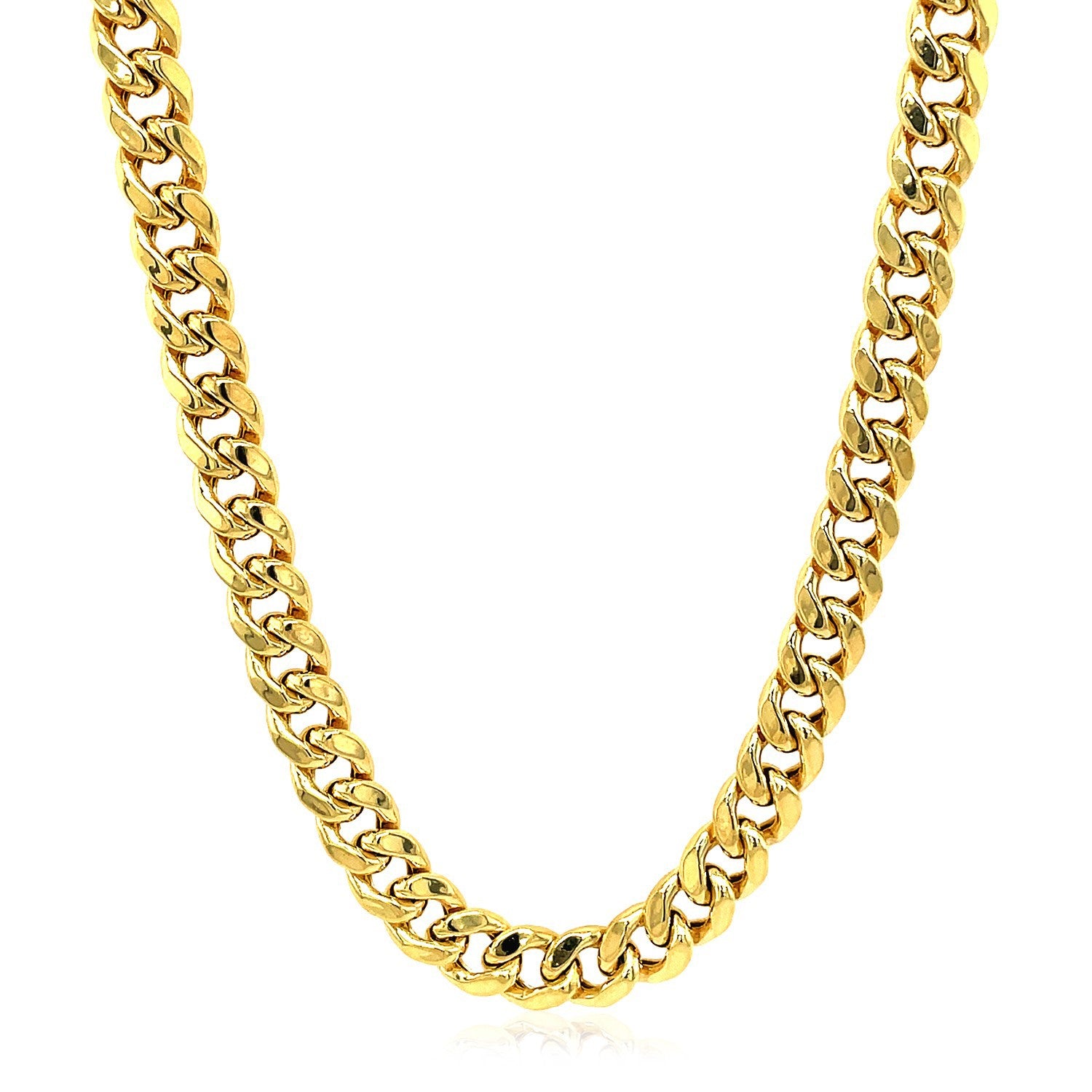 5.5mm 10k Yellow Gold Light Miami Cuban Chain in a sleek high-contrast midnight luxury editorial style