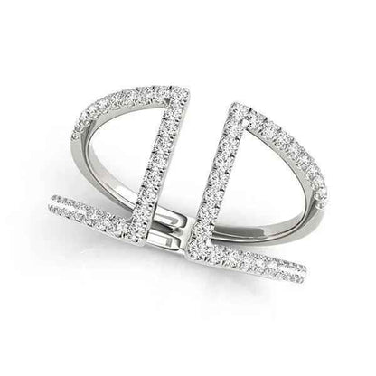 14k White Gold Open Style Dual Band Ring with Diamonds (1/2 cttw)