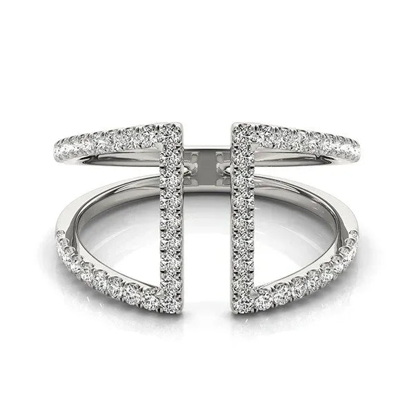 14k White Gold Open Style Dual Band Ring with Diamonds (1/2 cttw) - Peelerie