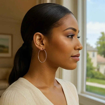 10k Yellow Gold Polished Hoop Earrings (1.5x40mm)