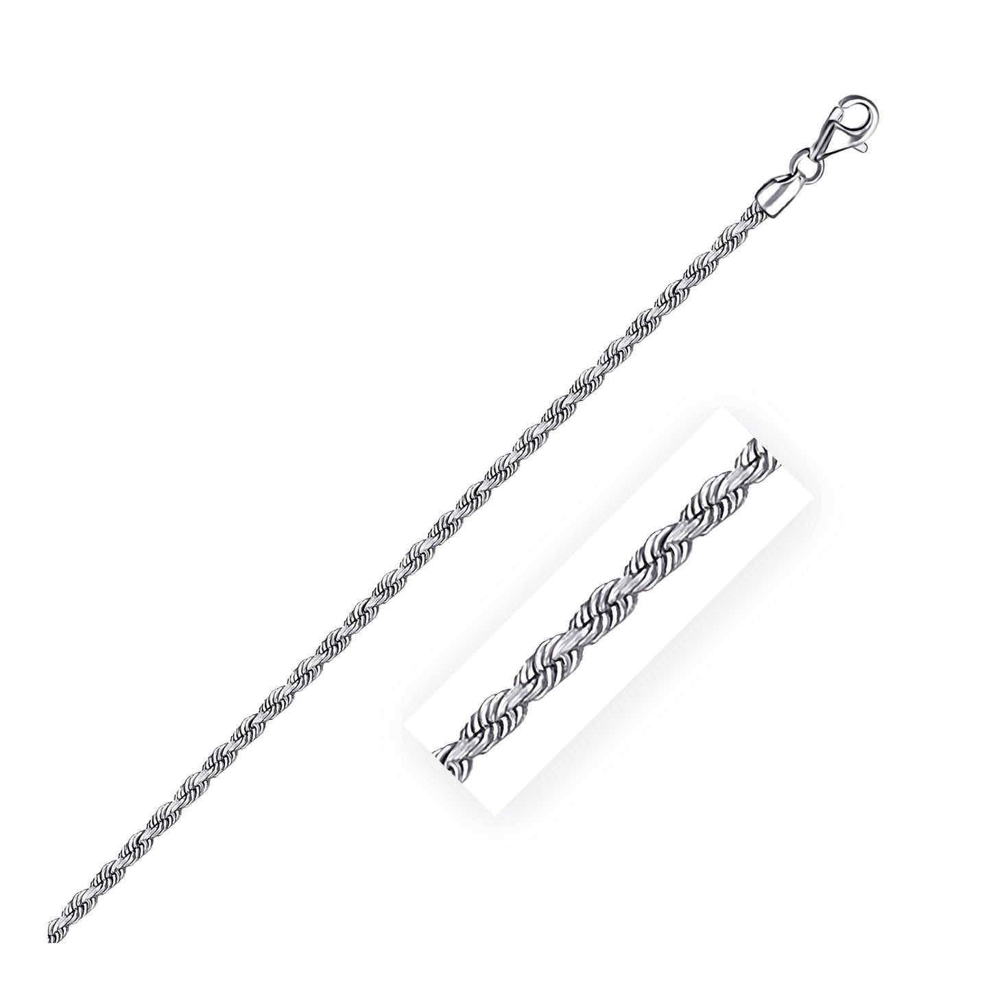 14k White Gold Solid Diamond Cut Rope Chain (2.50 mm) - Peelerie