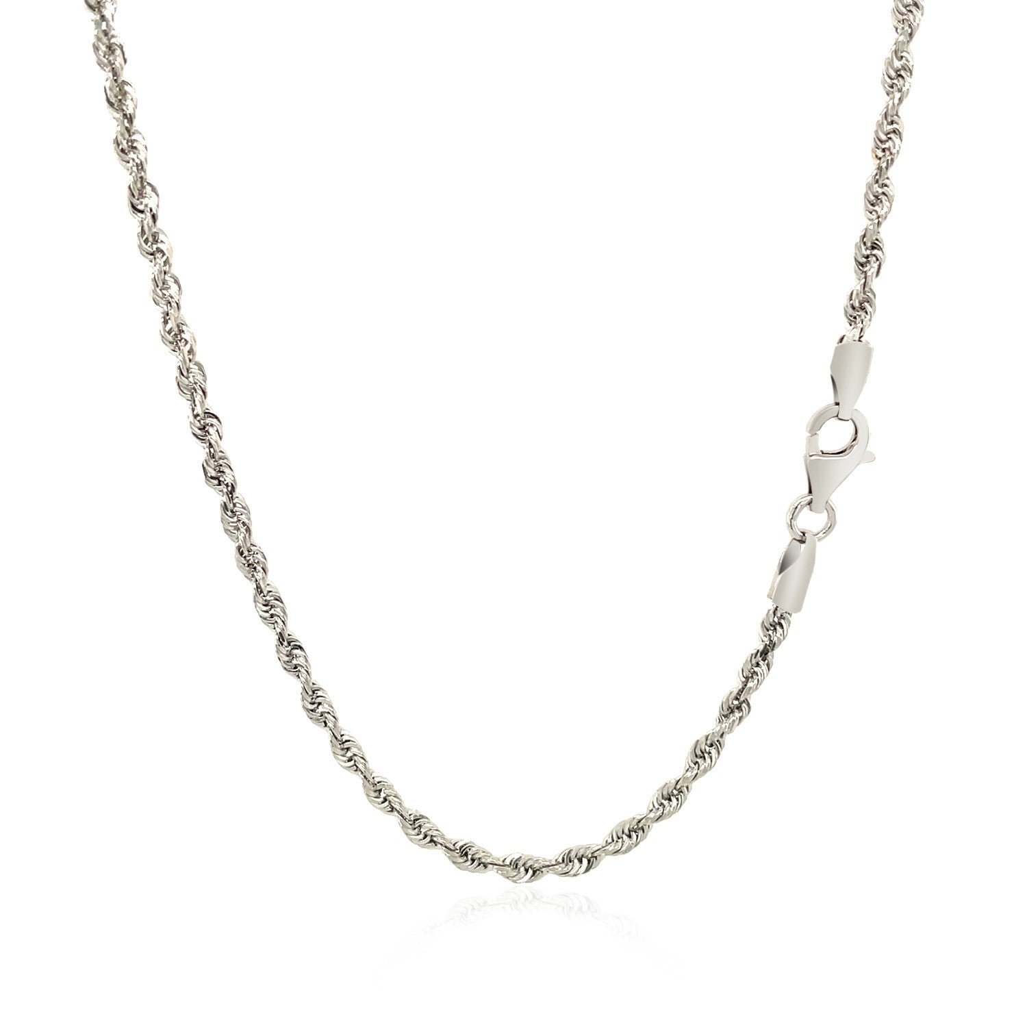 14k White Gold Solid Diamond Cut Rope Chain (2.50 mm) - Peelerie
