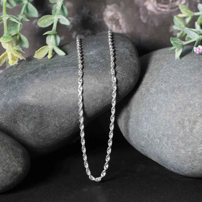 14k White Gold Solid Diamond Cut Rope Chain (2.50 mm)