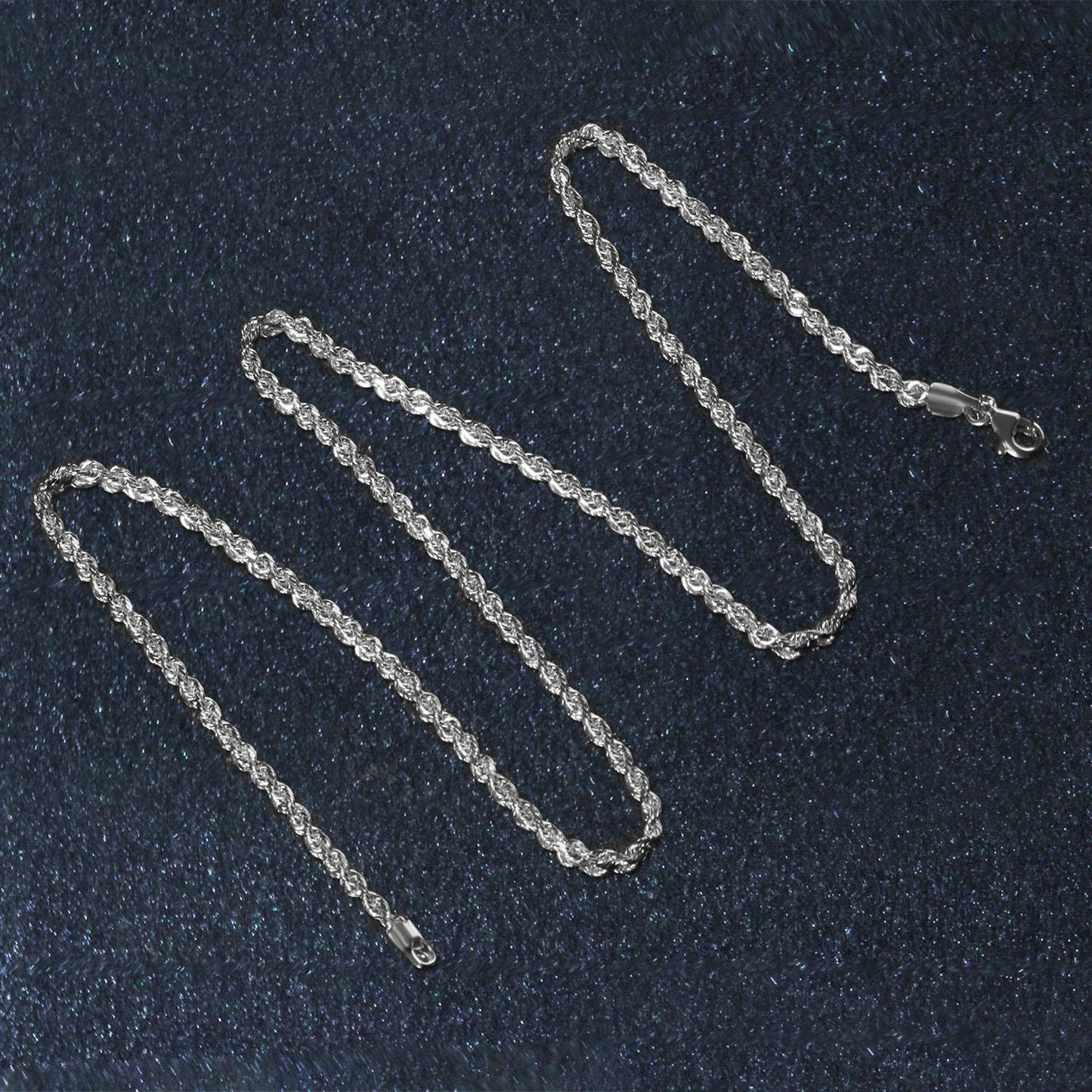 14k White Gold Solid Diamond Cut Rope Chain (2.50 mm) - Peelerie