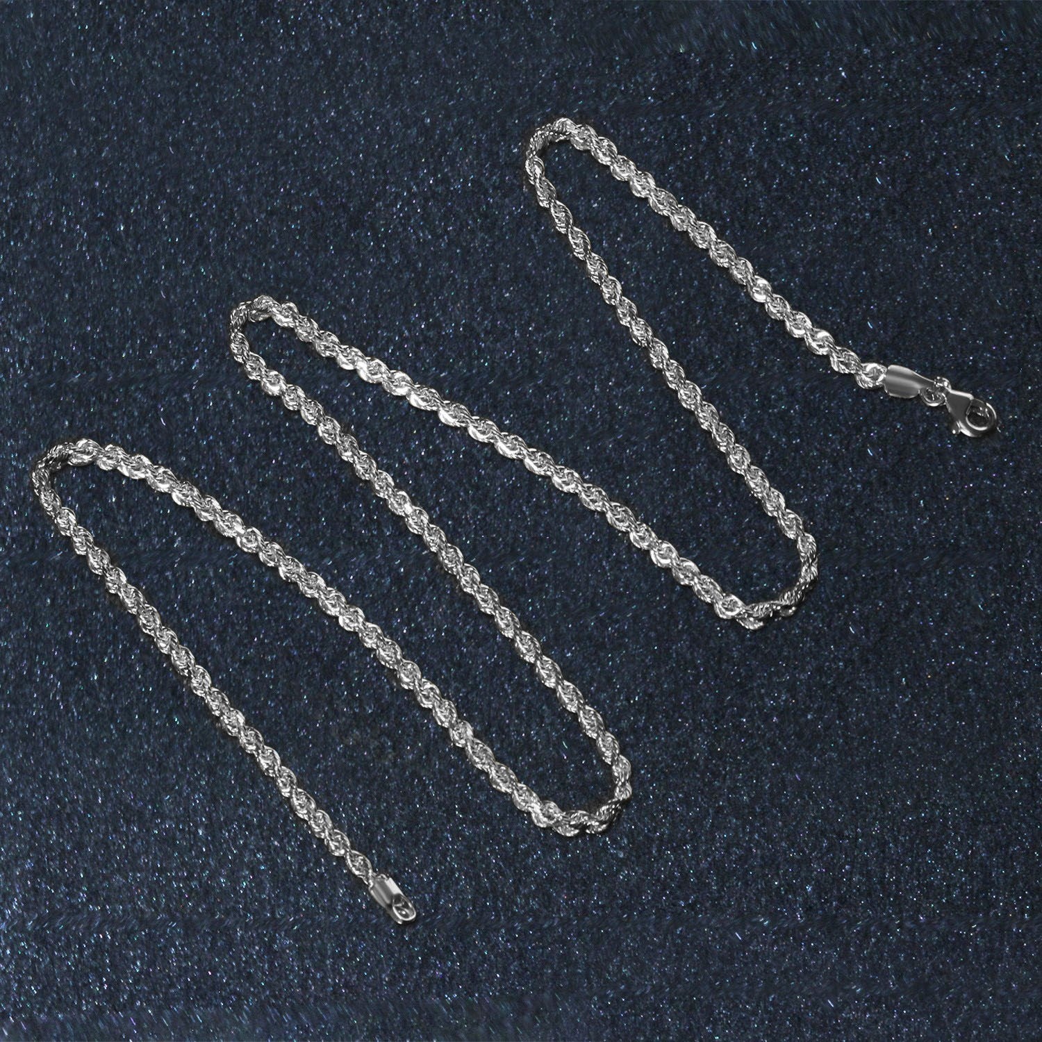 14k White Gold Solid Diamond Cut Rope Chain (2.50 mm) - Peelerie