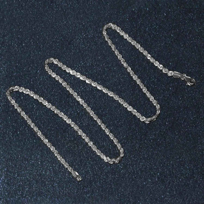 14k White Gold Solid Diamond Cut Rope Chain (2.50 mm)