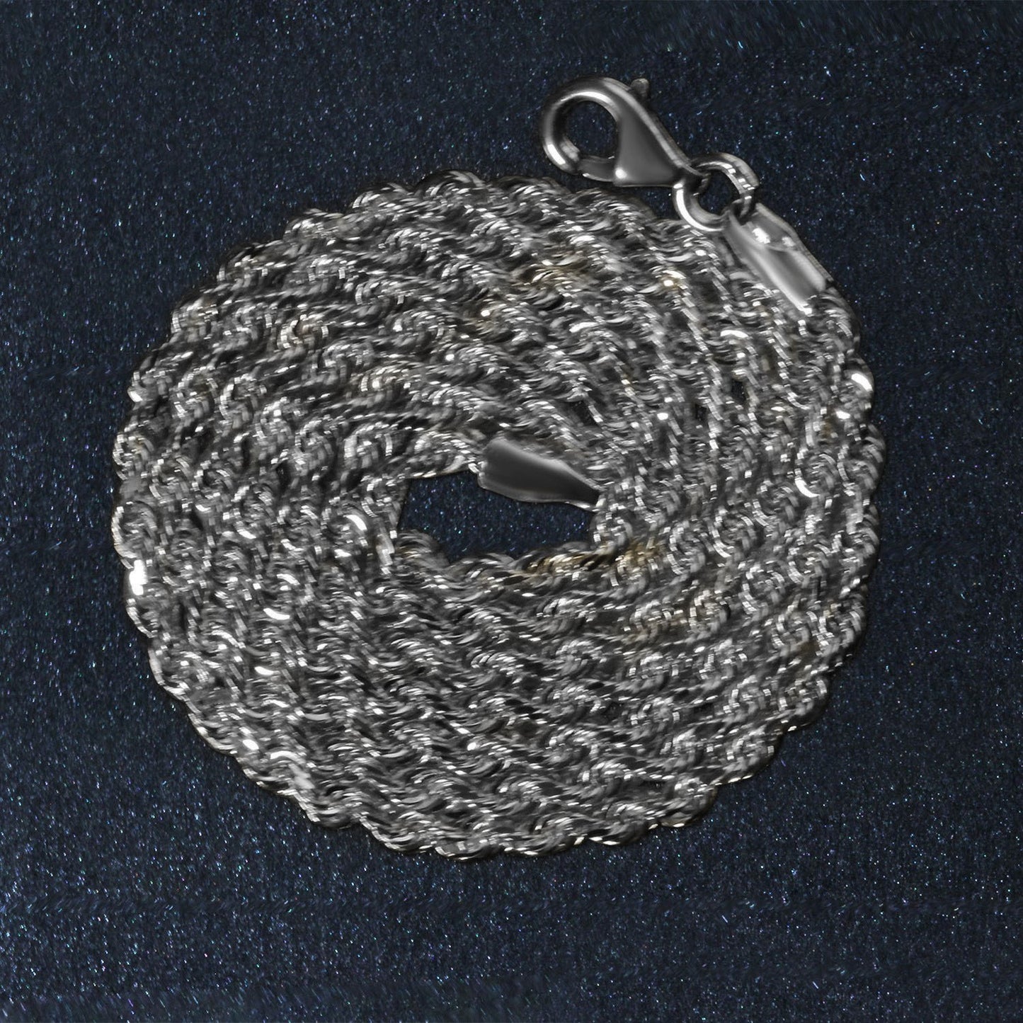 14k White Gold Solid Diamond Cut Rope Chain (2.50 mm) - Peelerie