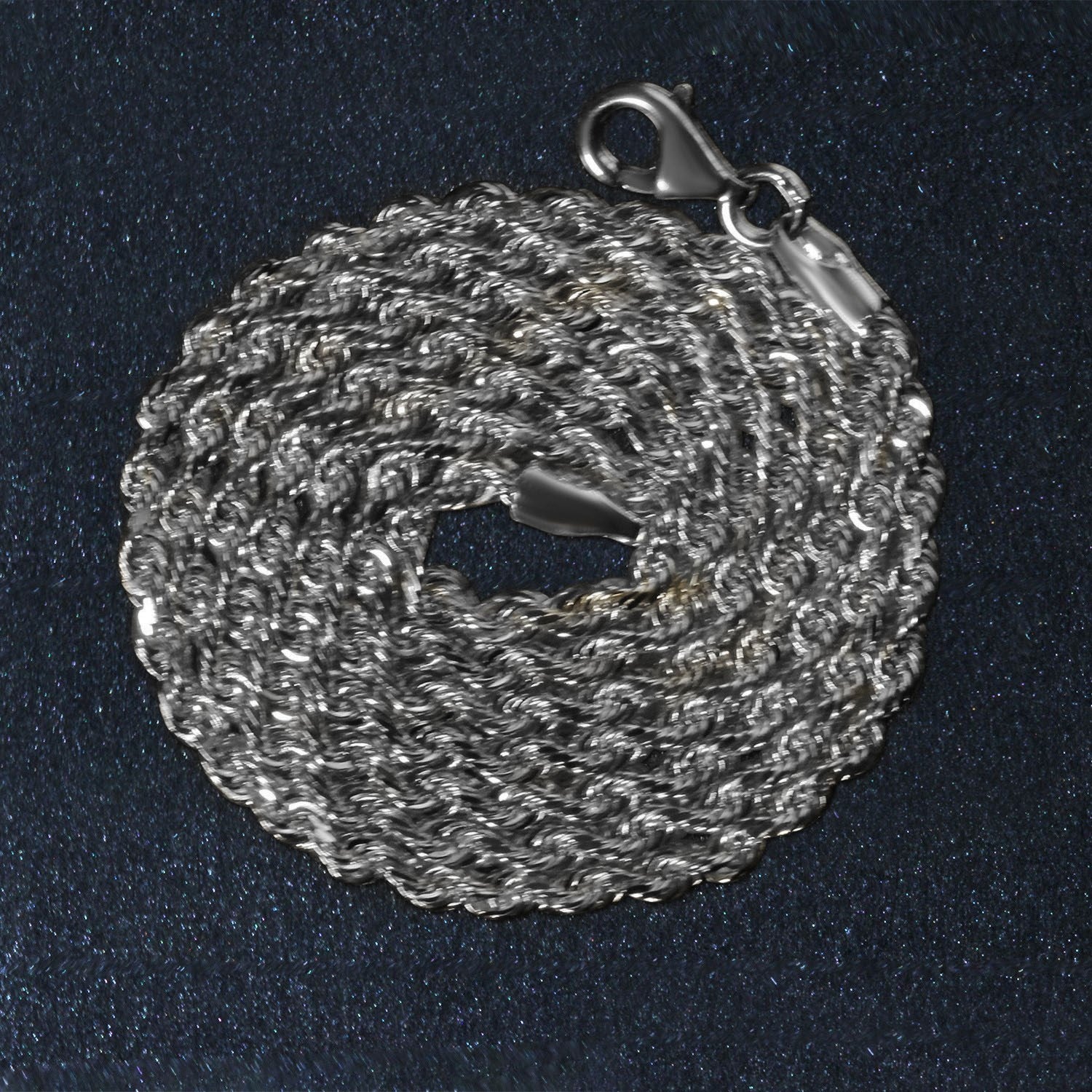 14k White Gold Solid Diamond Cut Rope Chain (2.50 mm) - Peelerie