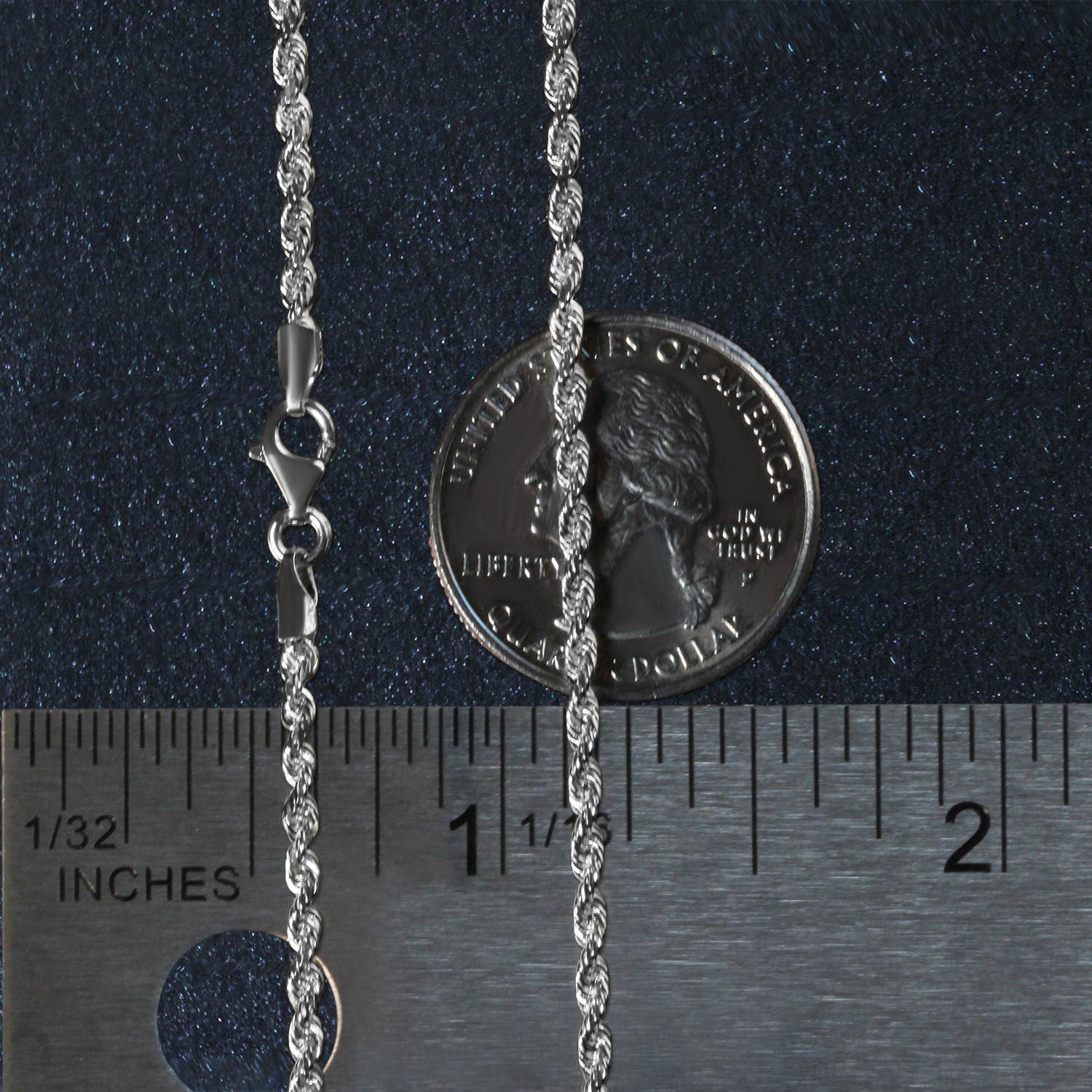 14k White Gold Solid Diamond Cut Rope Chain (2.50 mm) - Peelerie