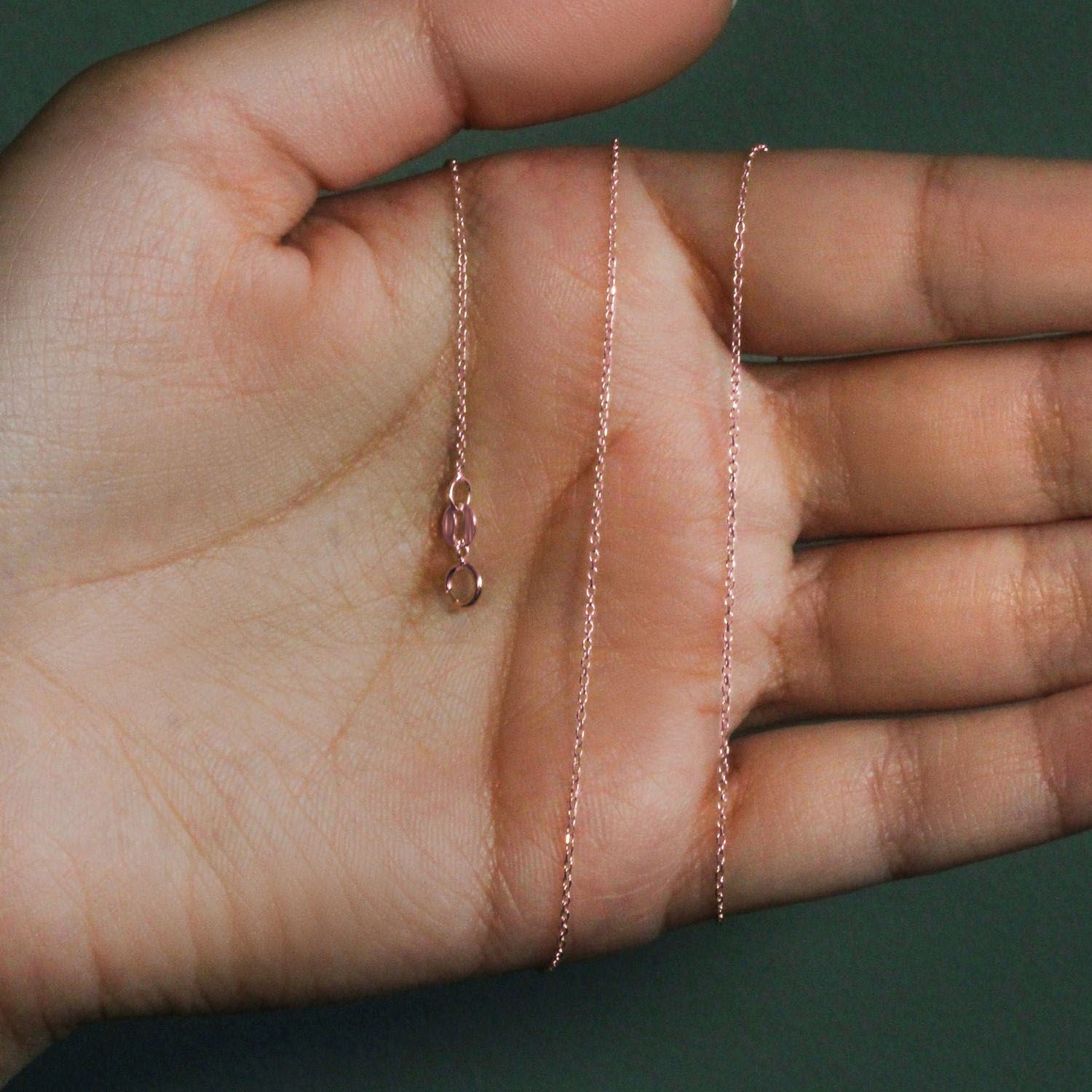 14k Pink Gold Diamond Cut Cable Link Chain (0.87 mm) - Peelerie