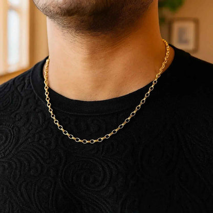 14k Yellow Gold Oval Rolo Chain (3.20 mm)