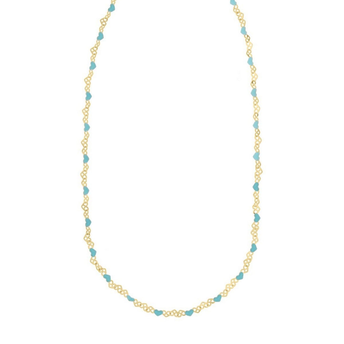 Sterling Silver Gold Plated Blue Enamel Hearts Necklace