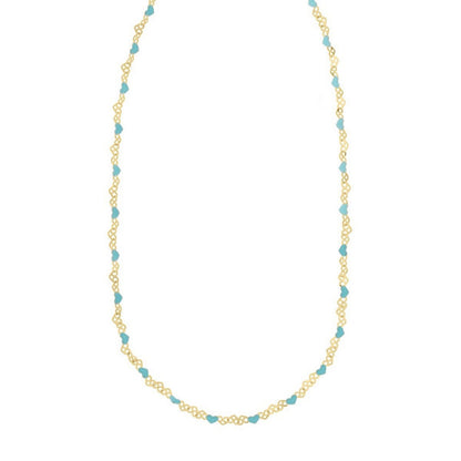 Sterling Silver Gold Plated Blue Enamel Hearts Necklace