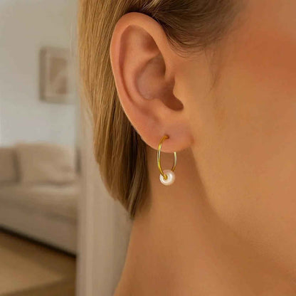 14k Yellow Gold Round Endless Pearl Earring(1x14mm)
