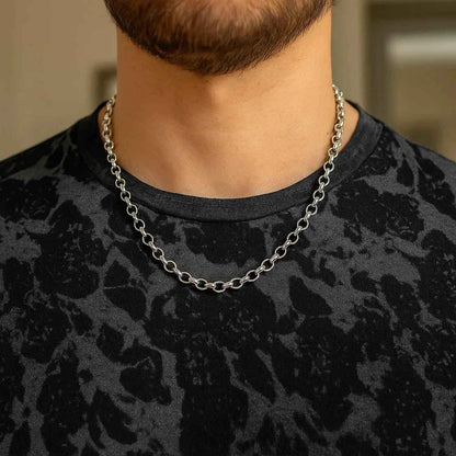 14k White Gold Oval Rolo Chain (4.6 mm)