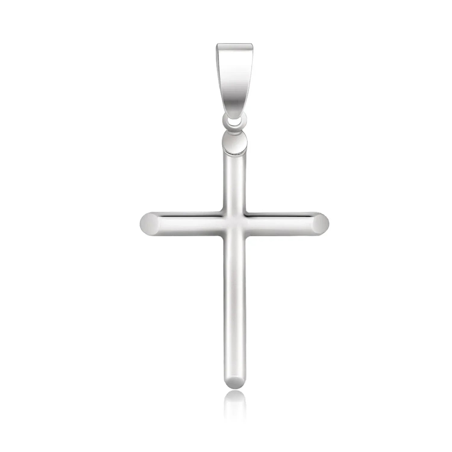 14k White Gold Slim Cross with Tapered Ends Pendant in a sleek high-contrast midnight luxury editorial style
