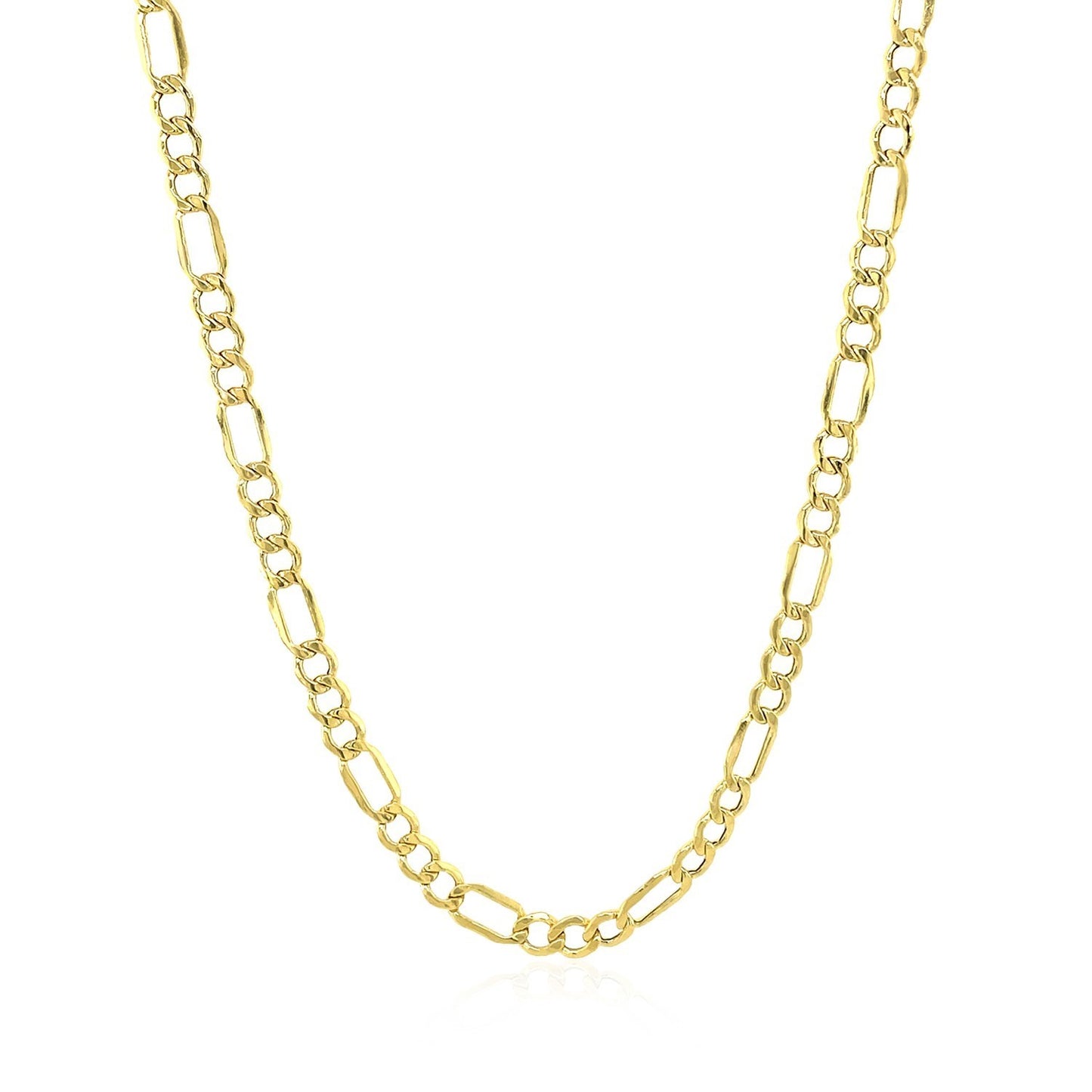 14k Yellow Gold Lite Figaro Chain (3.70 mm) in a sleek high-contrast midnight luxury editorial style