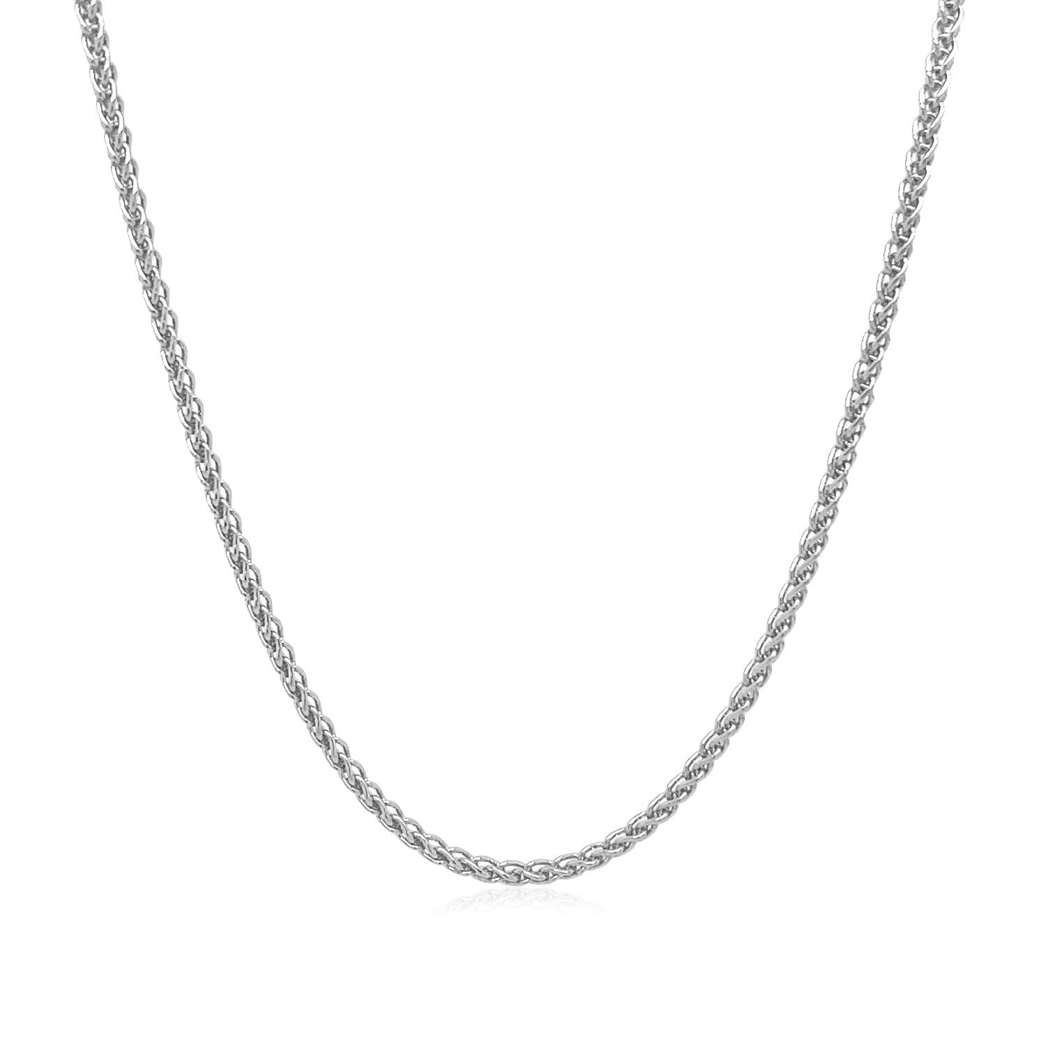 14k White Gold Round Wheat Chain (1.5 mm) in a sleek high-contrast midnight luxury editorial style