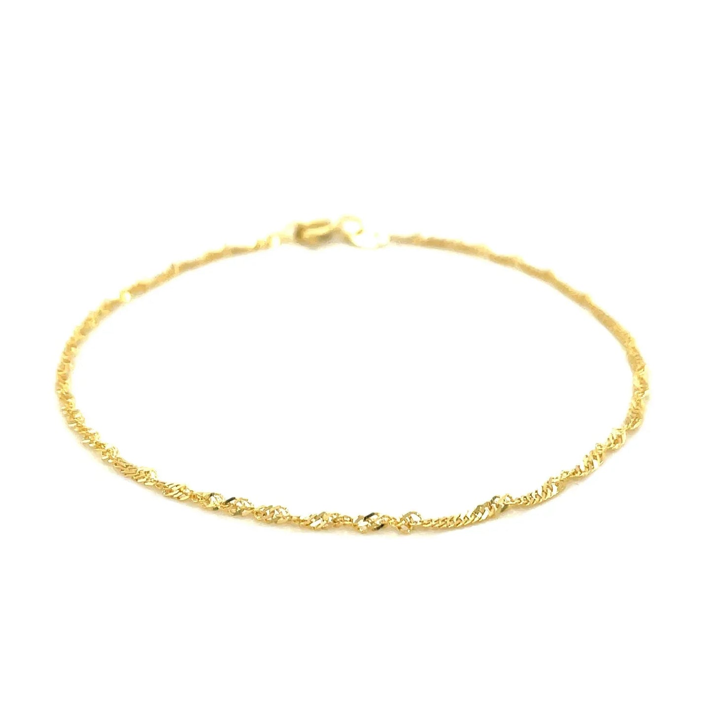 10k Yellow Gold Singapore Anklet 1.5mm - Peelerie