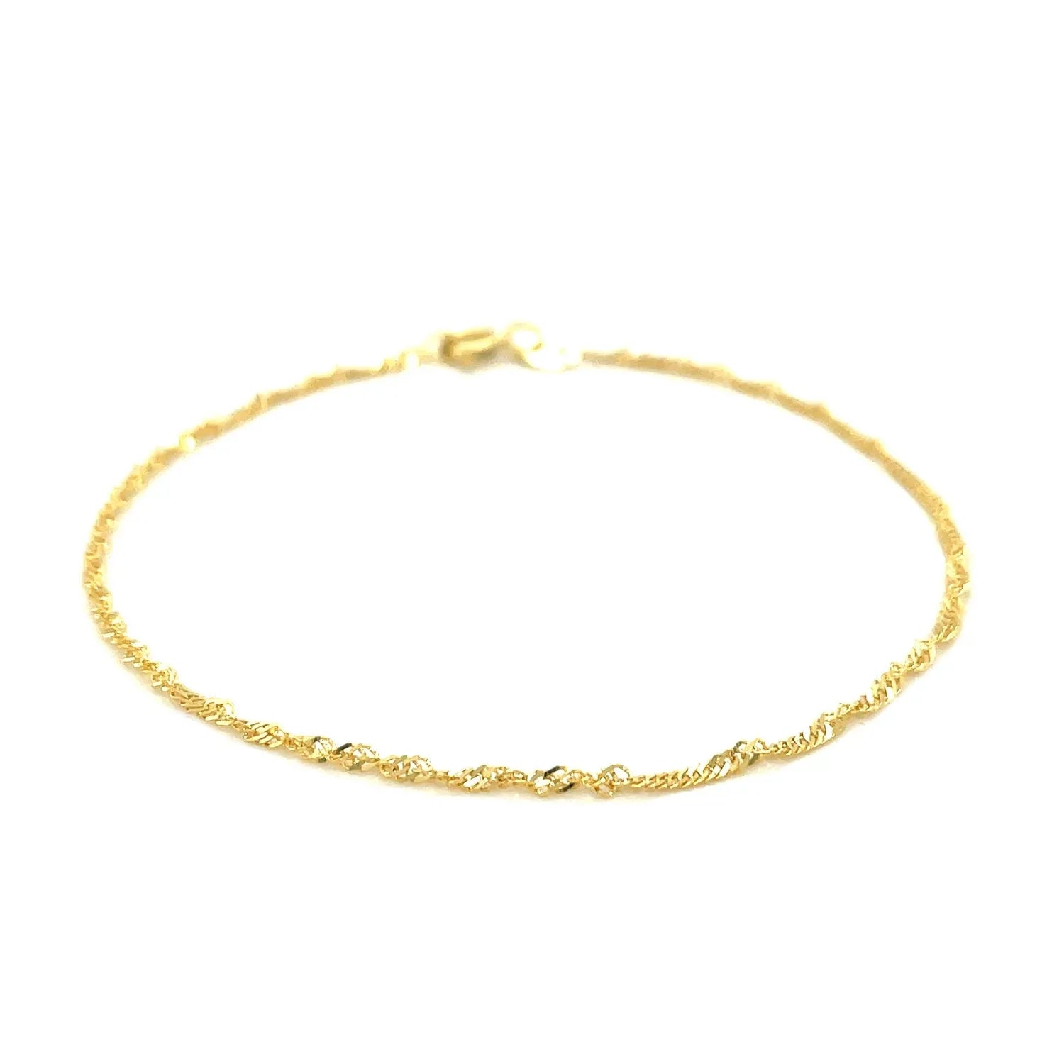 10k Yellow Gold Singapore Anklet 1.5mm - Peelerie