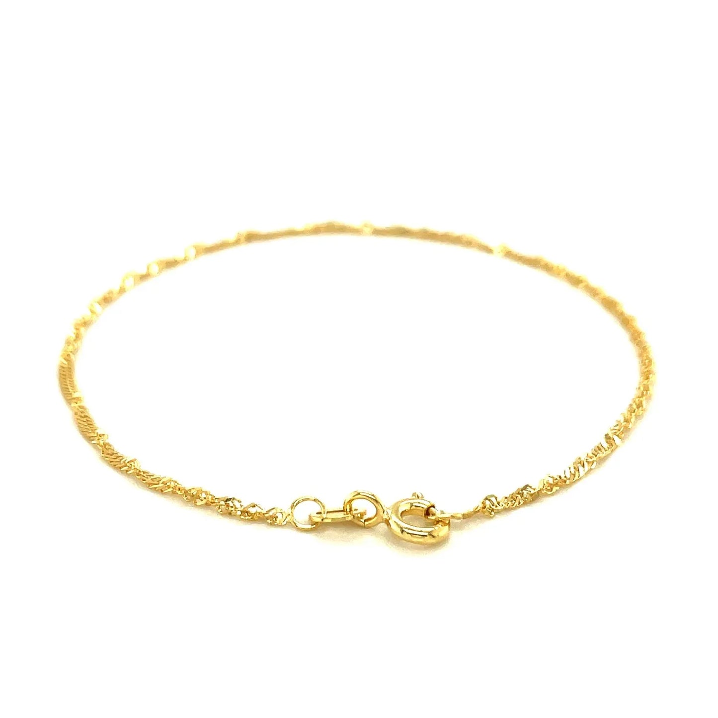 10k Yellow Gold Singapore Anklet 1.5mm - Peelerie