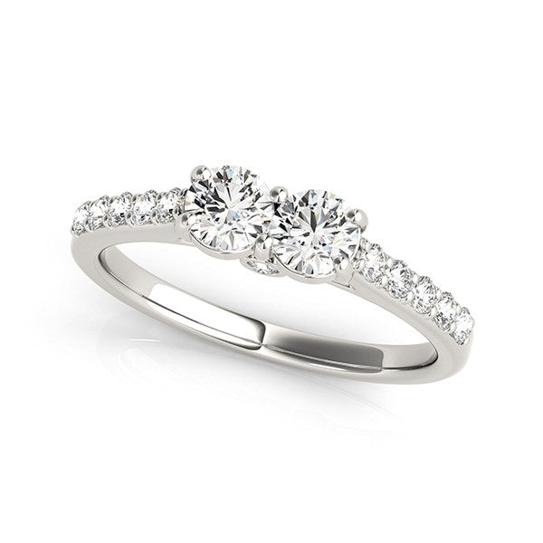 14k White Gold Round Two Stone Diamond Ring (3/4 cttw) in a sleek high-contrast midnight luxury editorial style