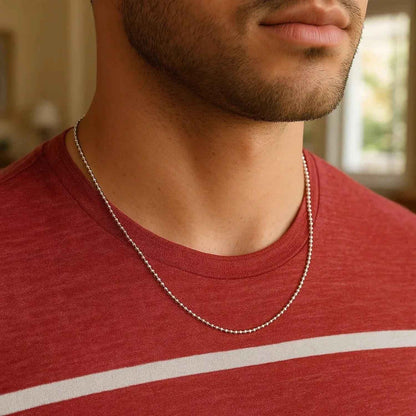 14k White Gold Diamond-Cut Bead Chain (1.10 mm)