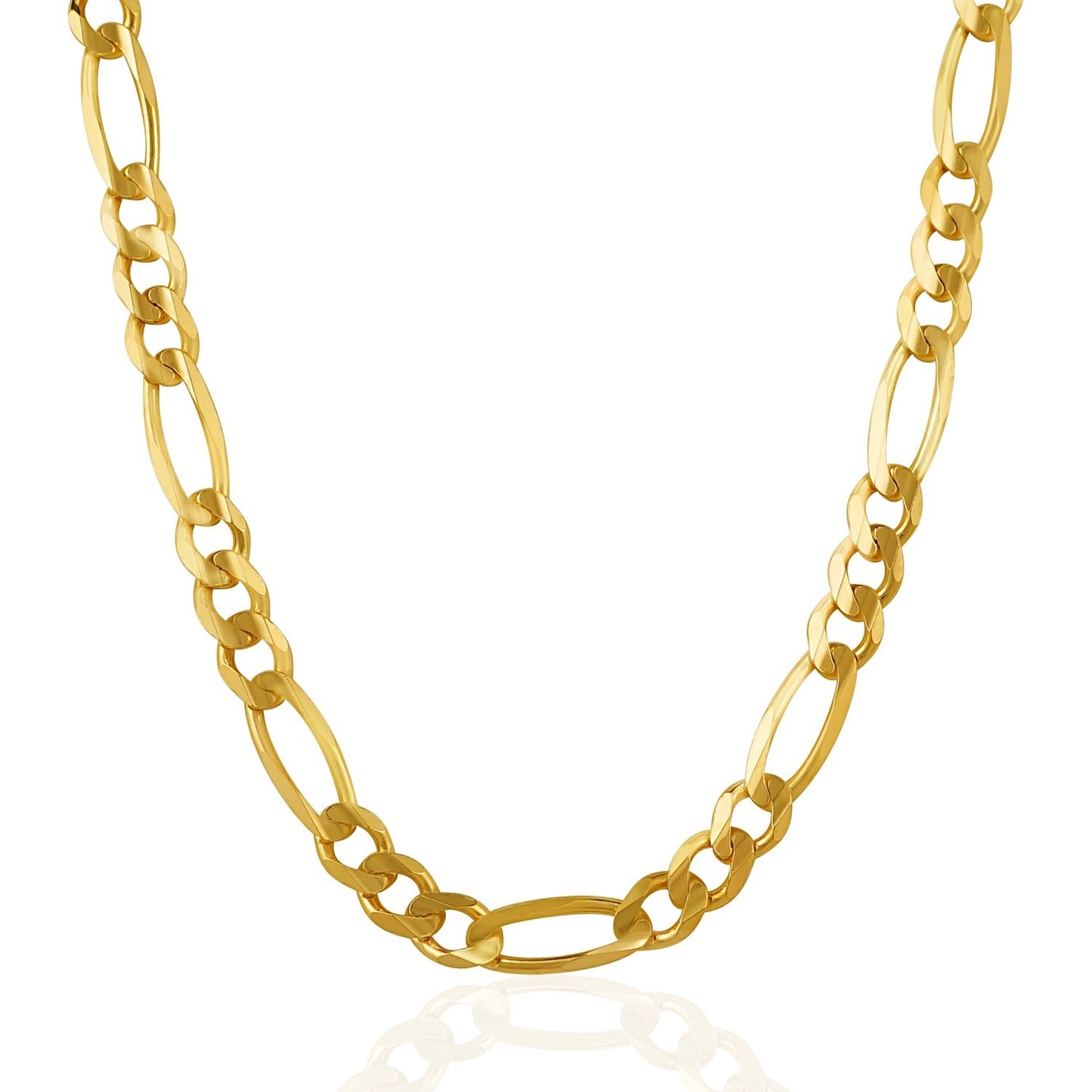 10K Yellow Gold Solid Figaro Chain (6.60 mm) in a sleek high-contrast midnight luxury editorial style