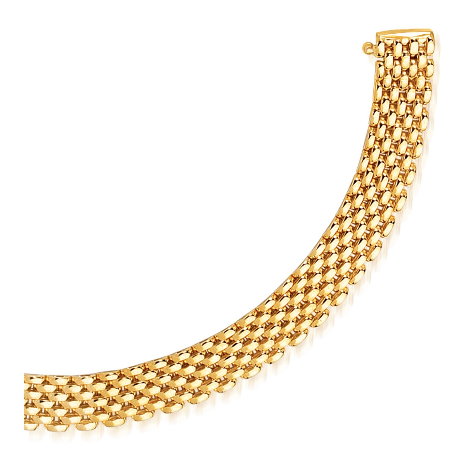14k Yellow Gold Flexible Panther Line Bracelet (9.00 mm) in a sleek high-contrast midnight luxury editorial style