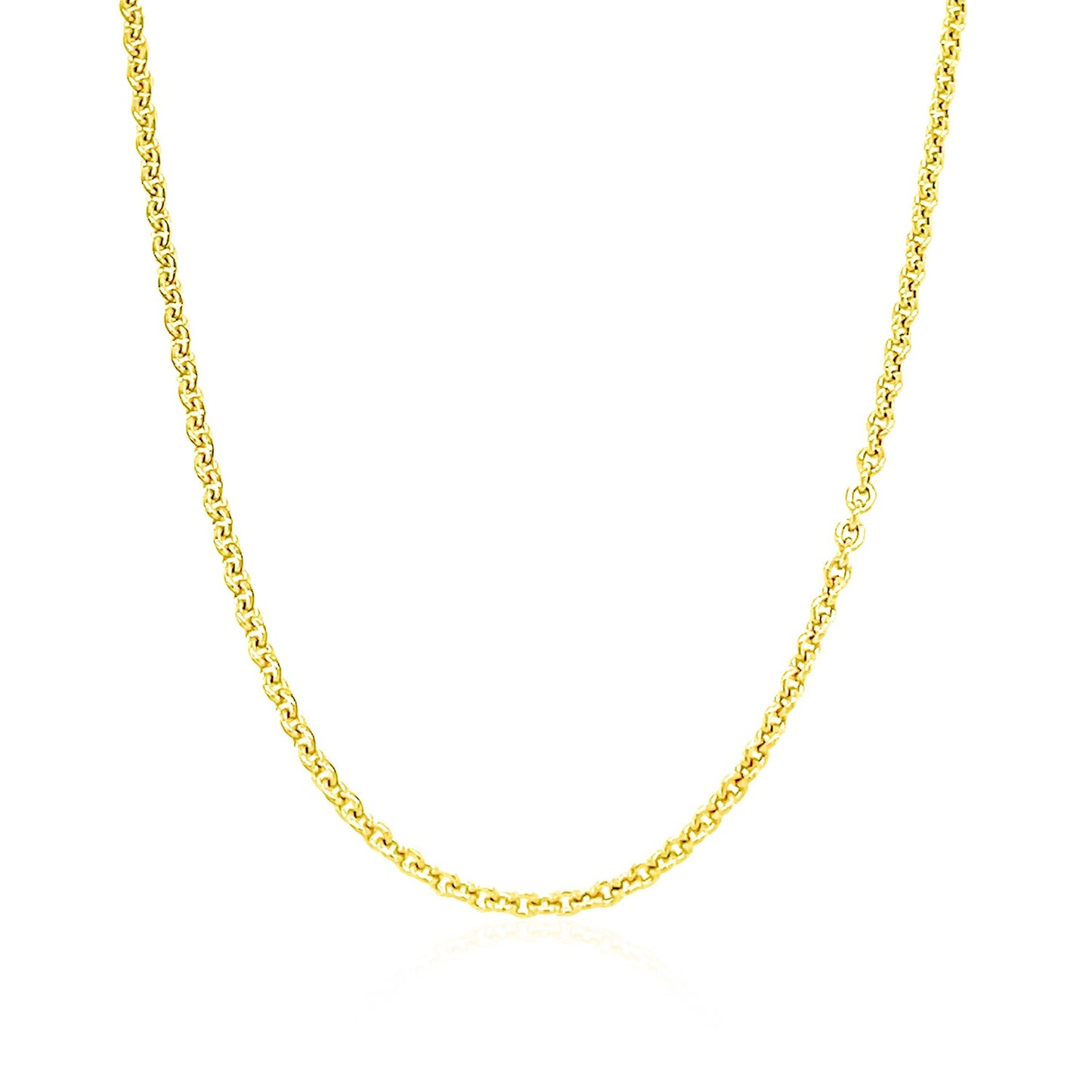 14k Yellow Gold Forsantina Lite Cable Link Chain (1.80 mm) in a sleek high-contrast midnight luxury editorial style