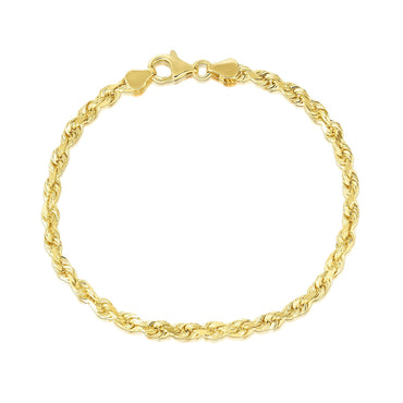 14k Yellow Gold Solid Diamond Cut Rope Bracelet (5.00 mm)