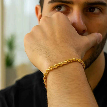 14k Yellow Gold Solid Diamond Cut Rope Bracelet (5.00 mm)