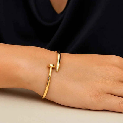 Bypass Nail Head Cuff Bangle in 14K Yellow Gold