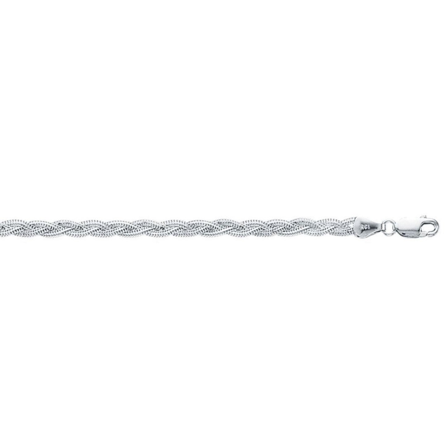 14k White Gold Braided Bracelet (3.50 mm) in a sleek high-contrast midnight luxury editorial style