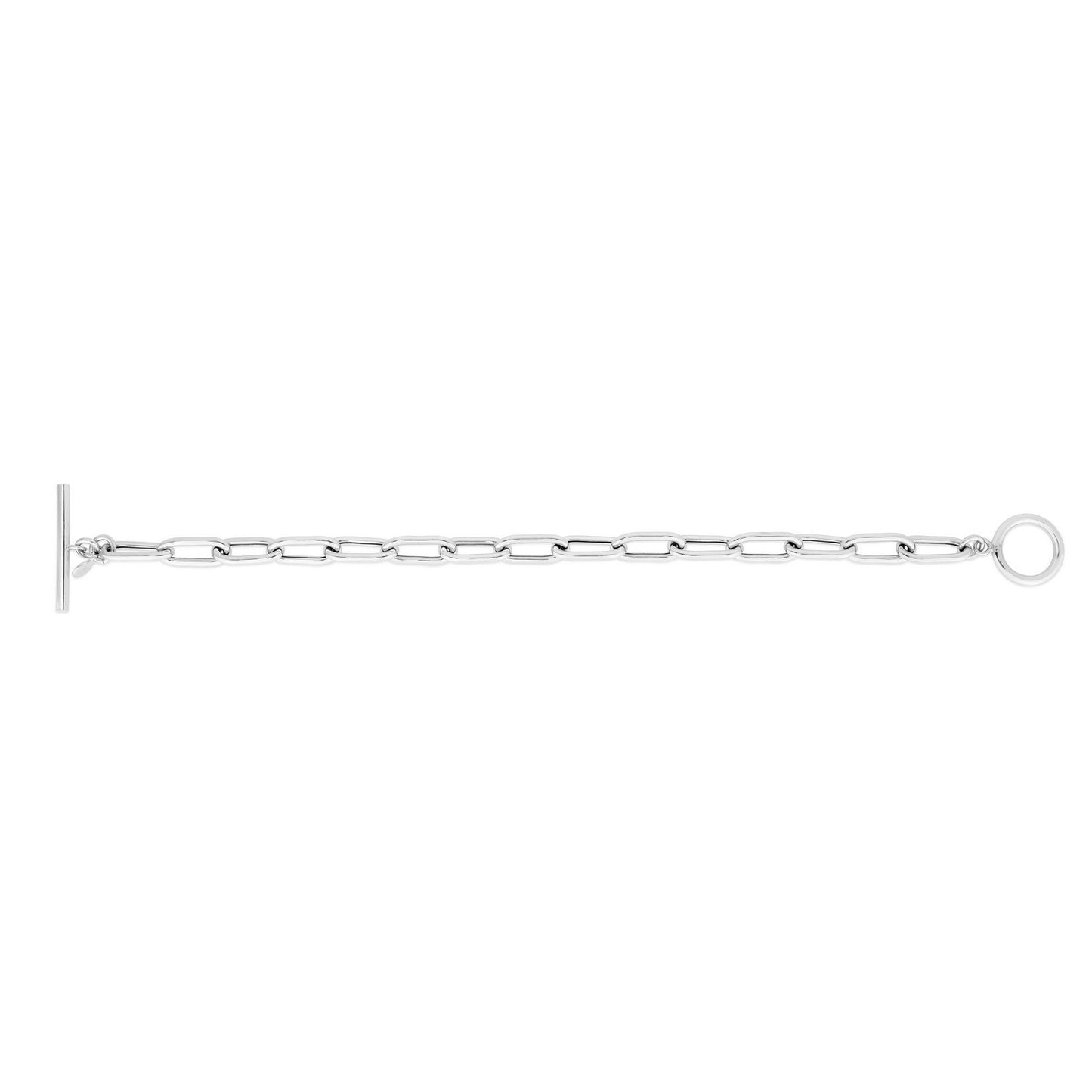 Sterling Silver Rhodium Plated Paperclip Toggle Bracelet (10.20 mm)