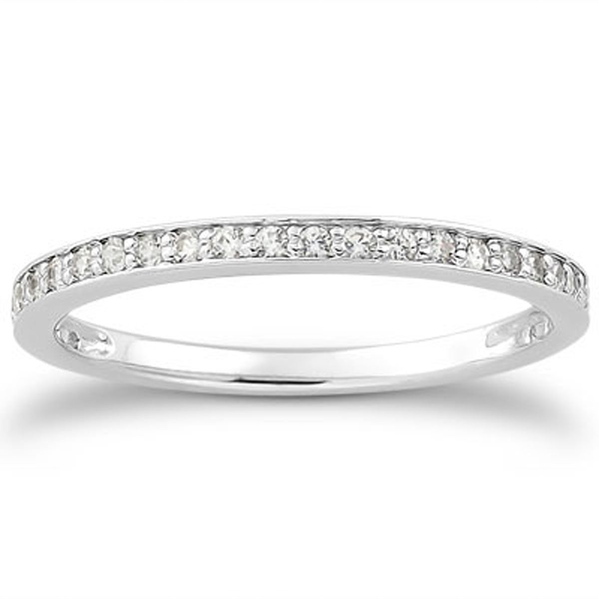 14k White Gold Micro-pave Diamond Wedding Ring Band Set 3/4 Around in a sleek high-contrast midnight luxury editorial style