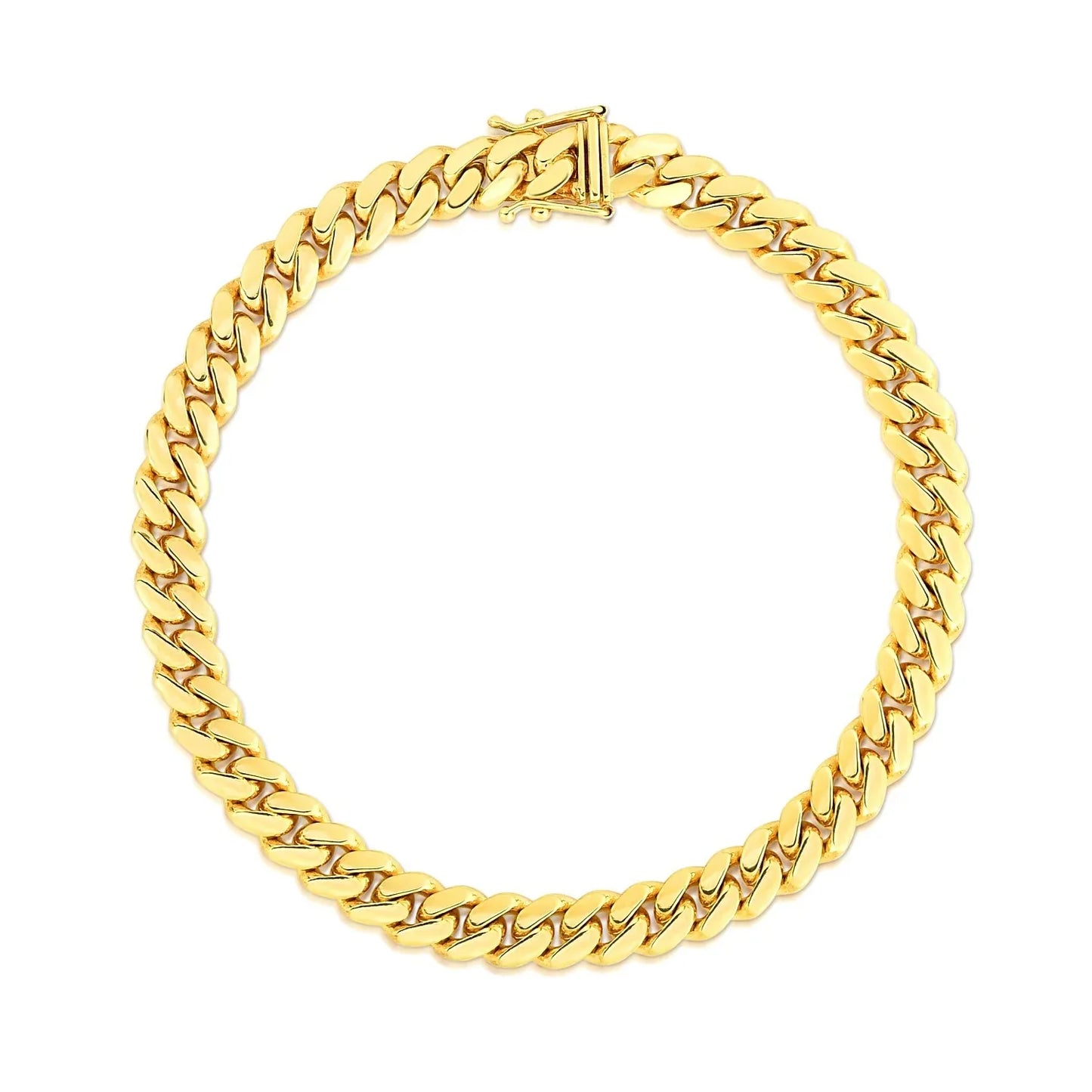 10k Yellow Gold Classic Miami Cuban Solid Bracelet (7.10 mm) - Peelerie