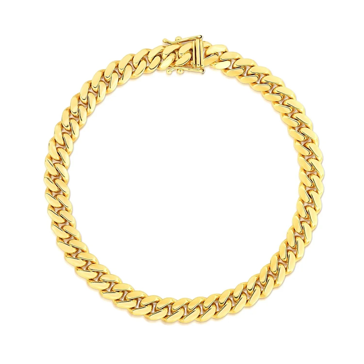 10k Yellow Gold Classic Miami Cuban Solid Bracelet (7.10 mm) - Peelerie