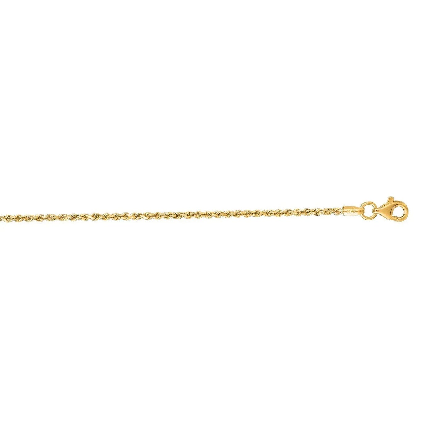 14k Yellow Gold Diamond Cut Rope Anklet 1.5mm - Peelerie