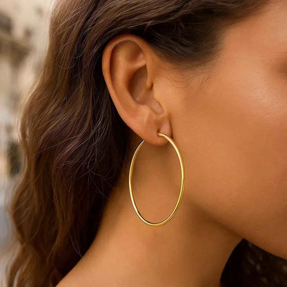 14k Yellow Gold Polished Hoop Earrings (2x55mm)