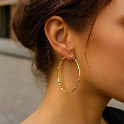 14k Yellow Gold Polished Hoop Earrings (2x55mm)